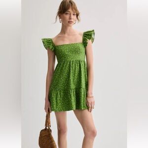 Green Floral Tiered Mini Dress - from Reformation